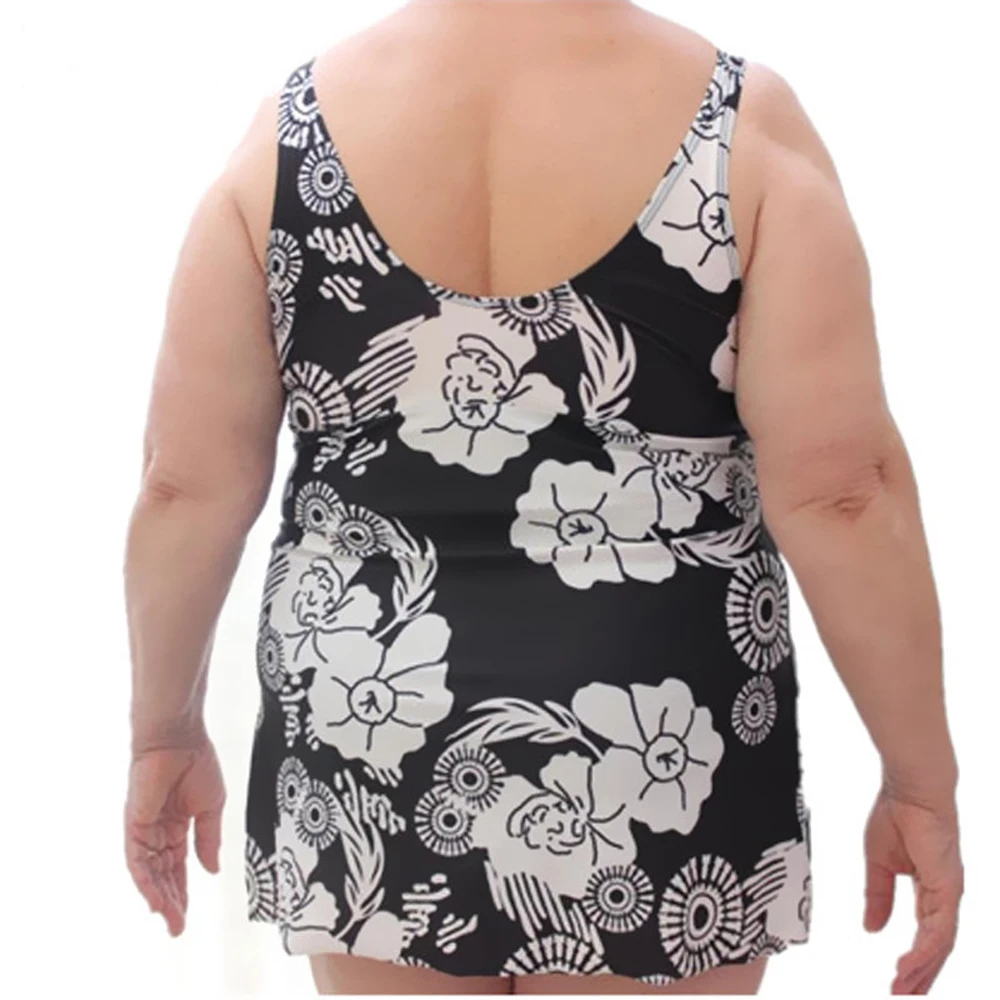 Купальник большого размера плюс 5XL Цельный купальник Женская юбка боди платье