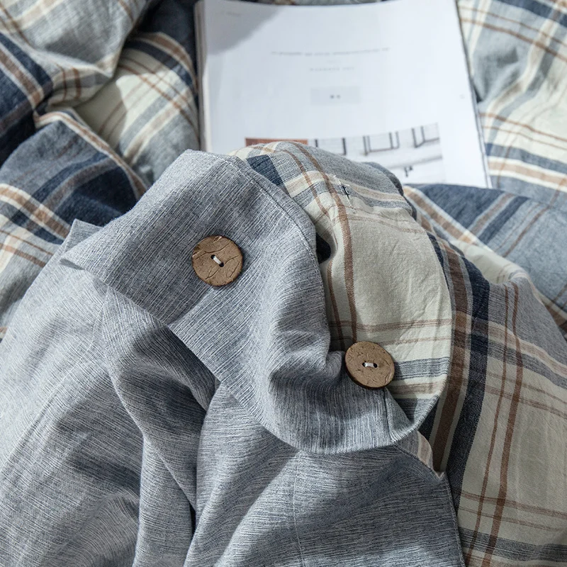 Бесплатная доставка хлопковый комплект в клетку 100% хлопок постельные