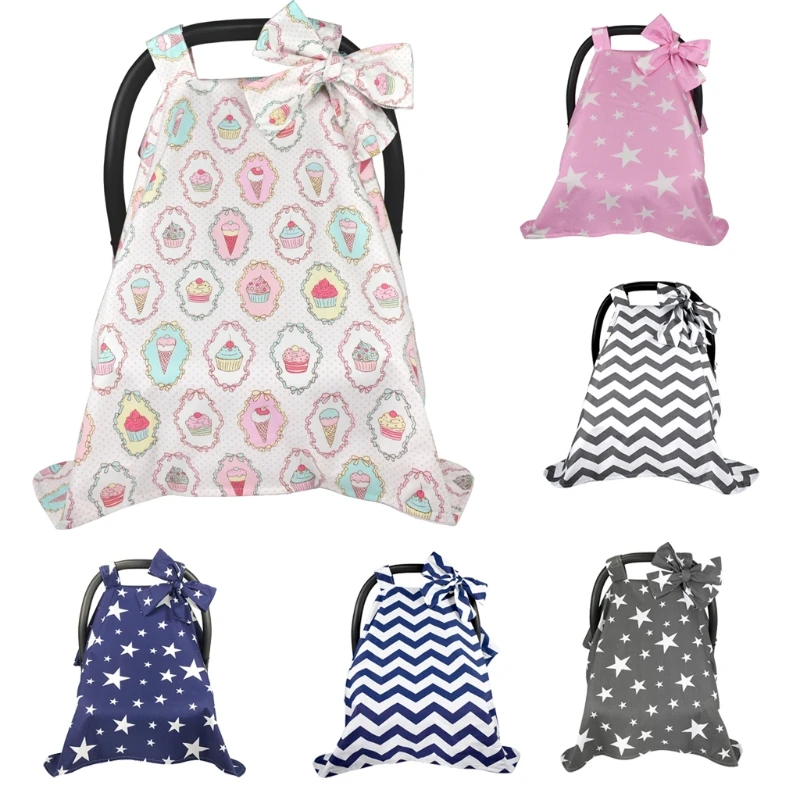 

6 Colors Cotton Baby Car Seat Canopy Cover Infant Children Stripes Stars Carseat Covers Dropship
