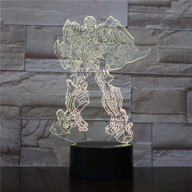 Трехмерный 3D светильник Трансформеры Bumblebee визуальный s Luz De светодиодный с