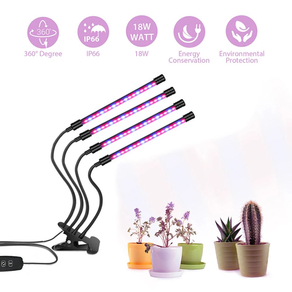 

LED Grow Lights Plant Lamp Bulbs Single Head USB Clip-On Desk Adjustable Spectrum Dimmable Levels For Indoor Plants Phytotape