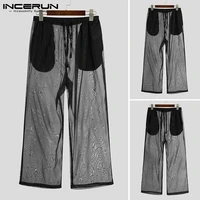comfortable loungewear new mens stylish trousers sexy leisure male pantalons see though well fitting sleep bottoms 2021 incerun