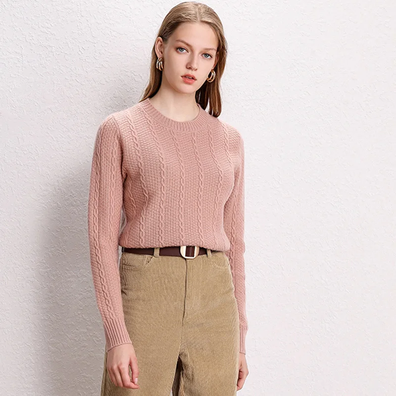 Женский свитер из 100% кашемира на осень и зиму новый тонкий с круглым вырезом