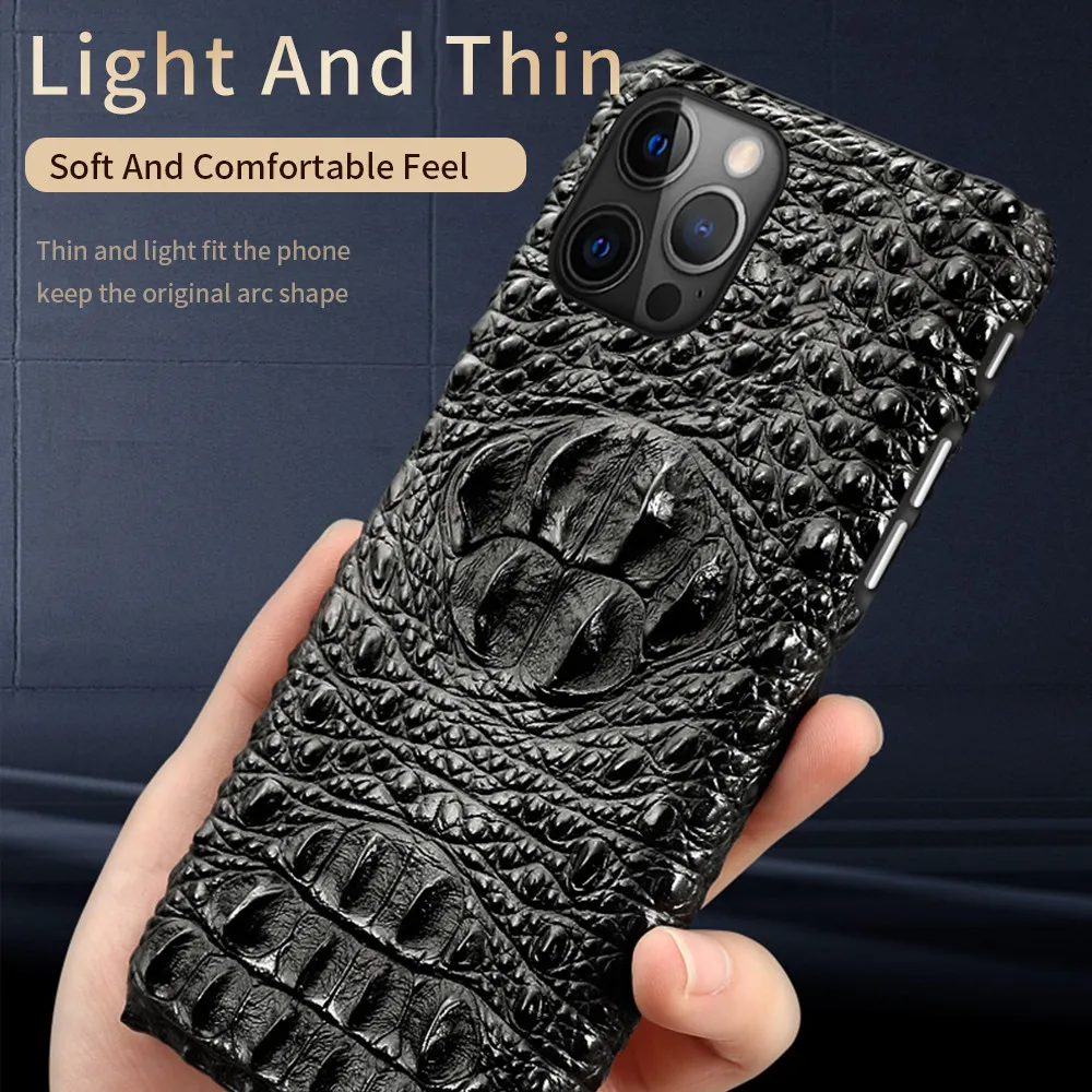 

Genuine Leather Phone Case For iPhone 12 Pro Max Case Shockproof Hard Cover Crocodile Coque For iPhone 12 Mini 11 Pro Max Funda