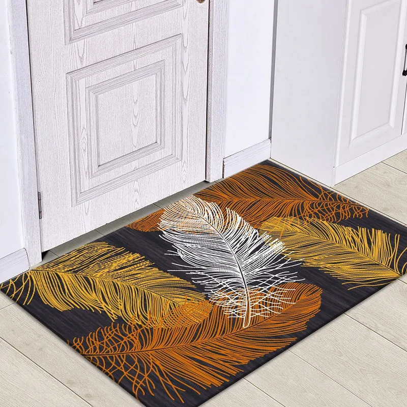 

Leaf Printed Entrance Door Mat Modern Washable Toilet Mat In Bathroom Se Kitchen Floor Home Decor Non-slip Carpet Bedroom Decor