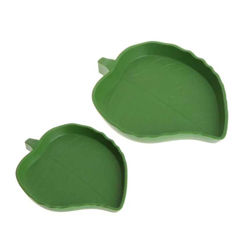 

2 Pcs Leaf Shape Reptile Food Water Dish Bowl Worm Drinking Eating Meal Feeder for Snake Lizard