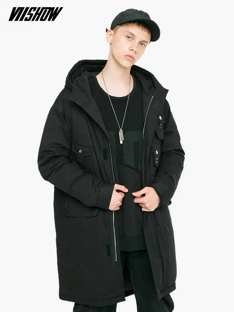 VIISHOW мужской пуховик на утином пуху брендовая однотонная зимняя куртка для