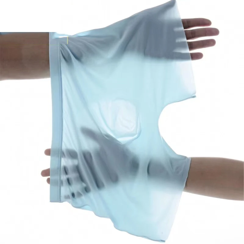 4Pcs/Lot Men'S Underwear Boxer Shorts Summer Ice Silk Ultra-Thin Transparent Sexy Large Size Men'S Shorts