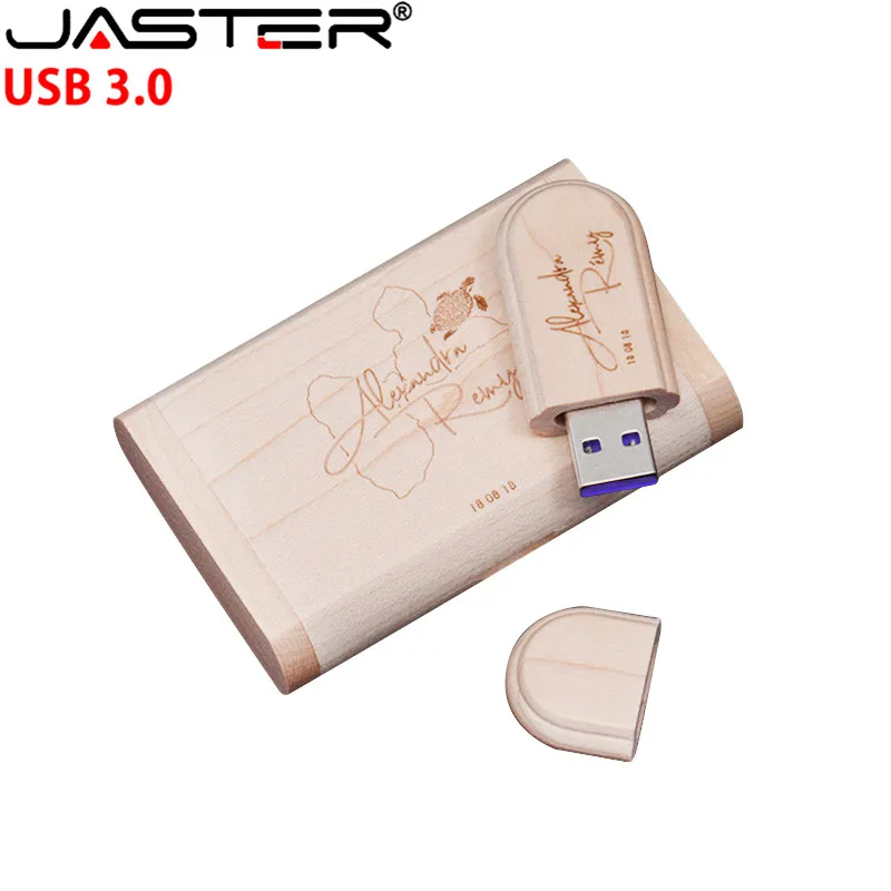 JASTER USB 3,0 изготовленный на заказ Логотип Деревянный высокоскоростной usb+ флип-бокс usb флэш-накопитель карта памяти 4 ГБ 8 ГБ 16 ГБ 32 ГБ 64 ГБ свадебный подарок