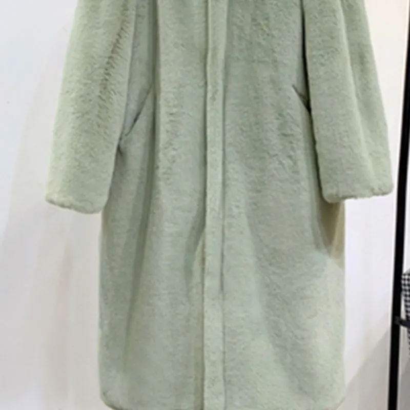 Thick Green Зимняя модная Новая высококачественная шуба из искусственного бархата, длинная шуба, Женская свободная Толстая теплая норковая шуба - Цвет: Thick Green