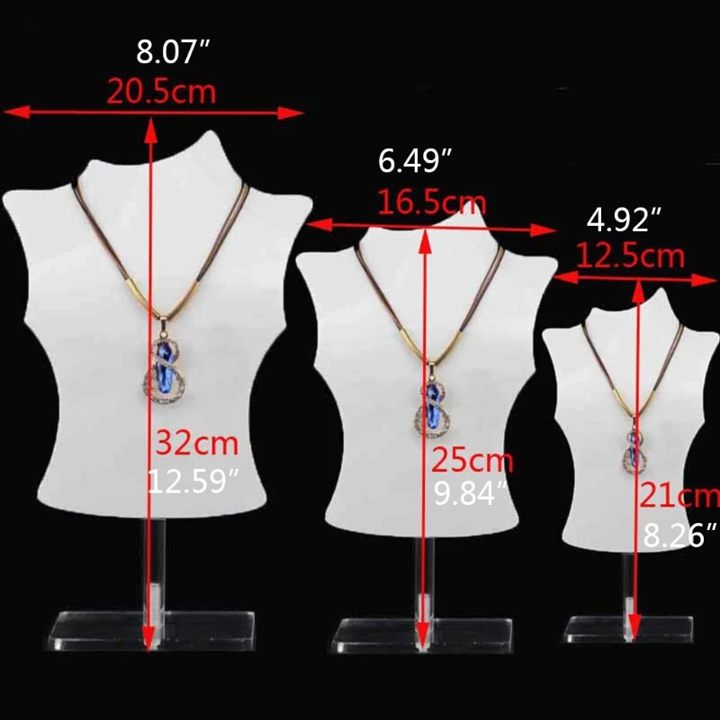 

3D Acrylic Mannequin Necklace Jewelry Display Holder Bust Stand Pendant Chain Chokers Lockets Earrings Stand Shelf Storage Organ