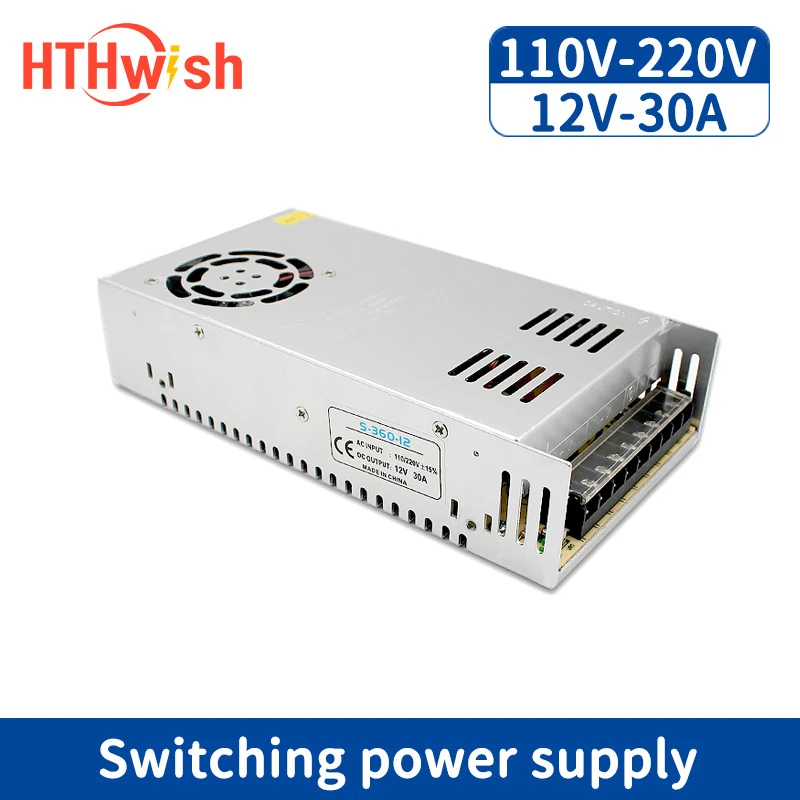 

HTHwish 12V 30A Switching Power Supply 220V To 12 Volt Power Supply 360W Transformer AC TO DC LED Driver for Led Strip CCTV