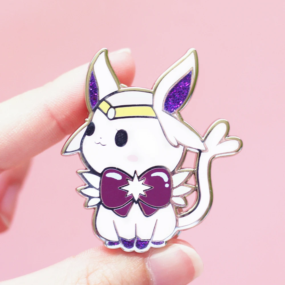 

Cute White Bow Elves Sailor Mercury Inspiration Enamel Pin Anime Sailor Moons Brooch Cute cartoon animals Cat Badge Jewelry Gift