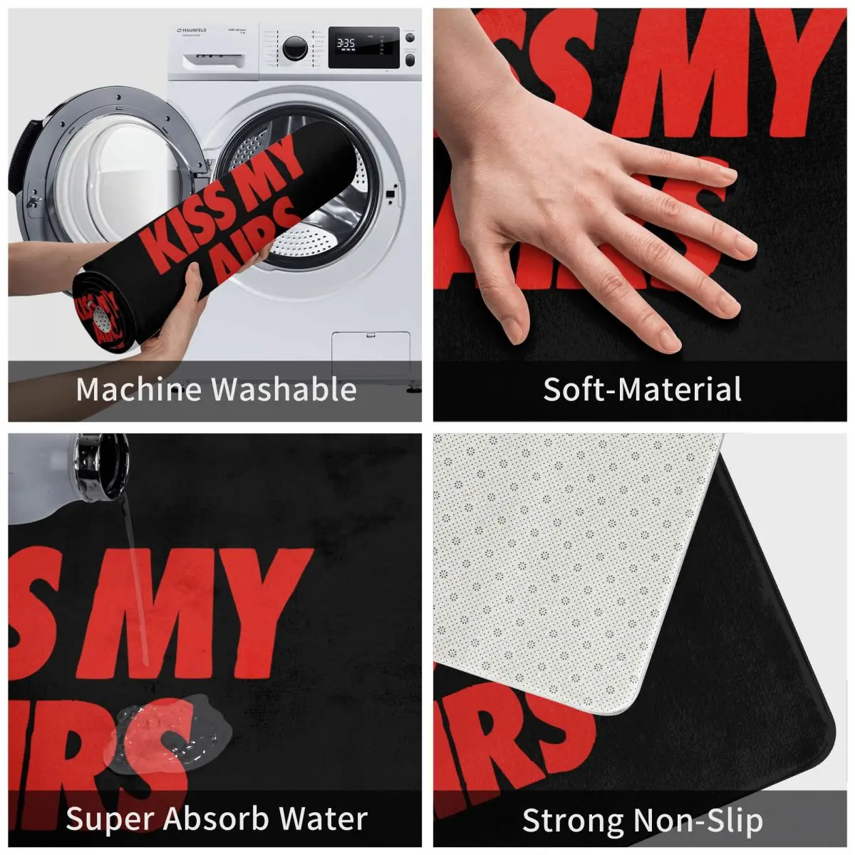 Прямоугольный мягкий напольный коврик для ванной комнаты или входа в гостиную |