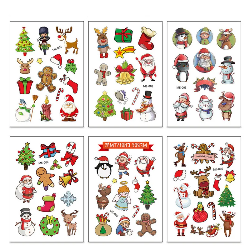 6pcs Navidad Gifts Disposable Tattoo Stickers Ornaments Christmas Decorations New Year 2020 Kids Kerst Natal Decor Noel | Дом и сад