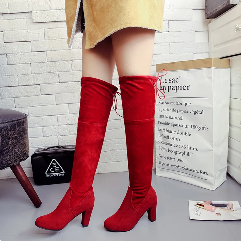 

Women's Boots Thick Heel Over The Knee Stretch Boots Suede High Boots High Heel Women's Boots Size 34-43 Shoes for Women