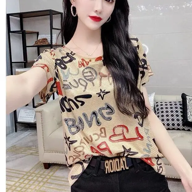 

Short Sleeve T-Shirt New Summer Half Sleeve T-shirt with Lettering Print