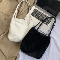 fluffy bags for women 2020 new tops shopper shopping tote shoulder luxury handbags faux fur fashion simple female plush gift bag