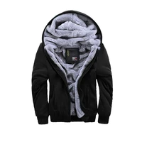 male thick hot coat with hoodie long sleeve jacket of wool of a solid color parsnip for winter men