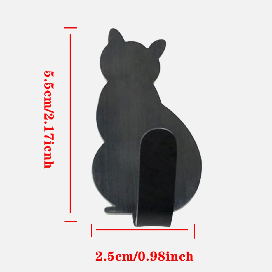 3pcs/Set Stainless Steel Self Adhesive Hooks Cat Pattern Holder Bathroom Kitchen Hanger Stick on Wall Hanging Door Clothes Racks - купить по