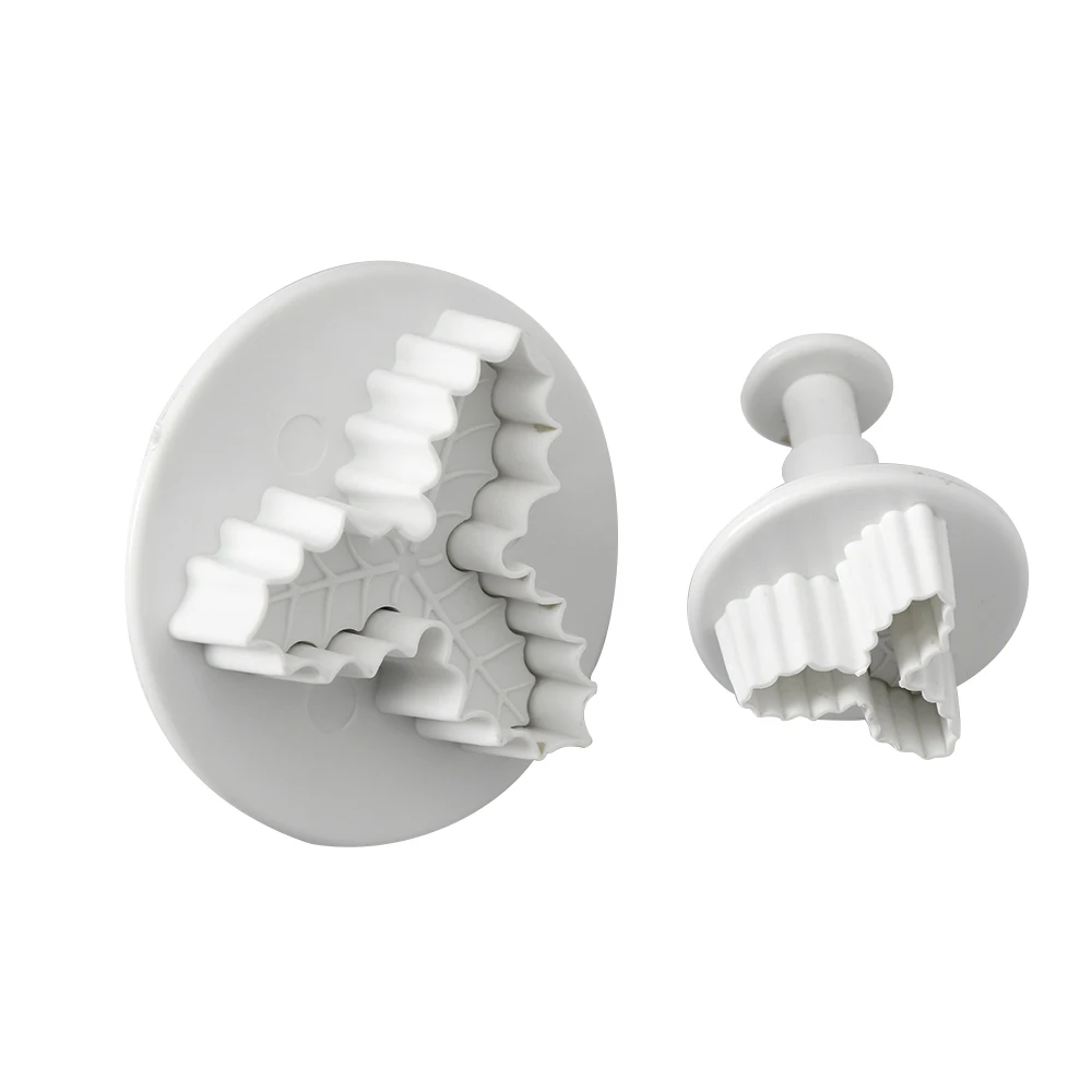 Christmas Cake Tools 2Pcs/Set Holly Leaf Cookie Sugarcraft Fondant Decorating Plunger Cutters Mould Bakeware | Дом и сад