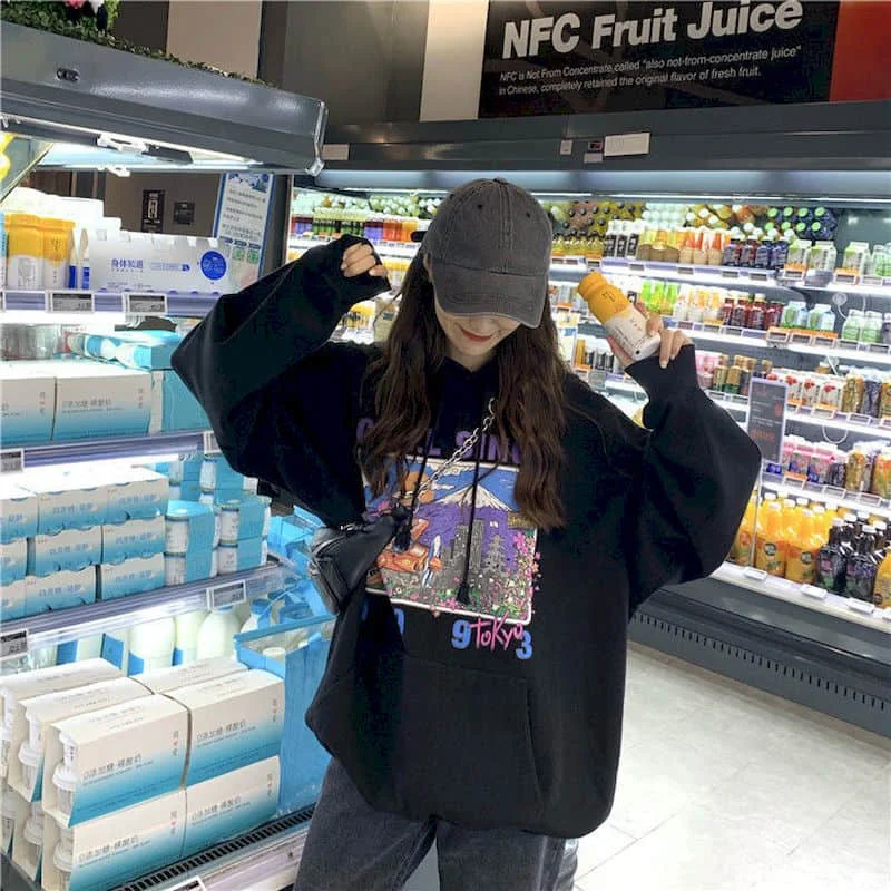 

Осенне-зимний новый корейский стиль Harajuku свободный ветрозащитный свитер bf с капюшоном Мужские и женские топы для студентов