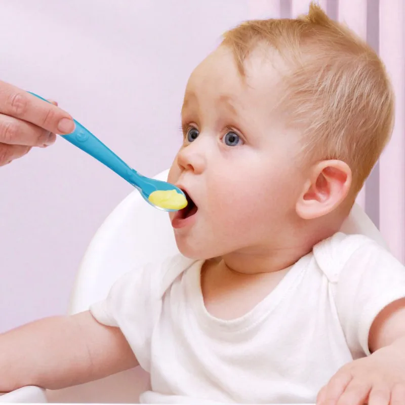 

Baby Soft Silicone Spoon Children Food Baby Feeding Tools Candy Color Temperature Sensing Spoon Hot Sale