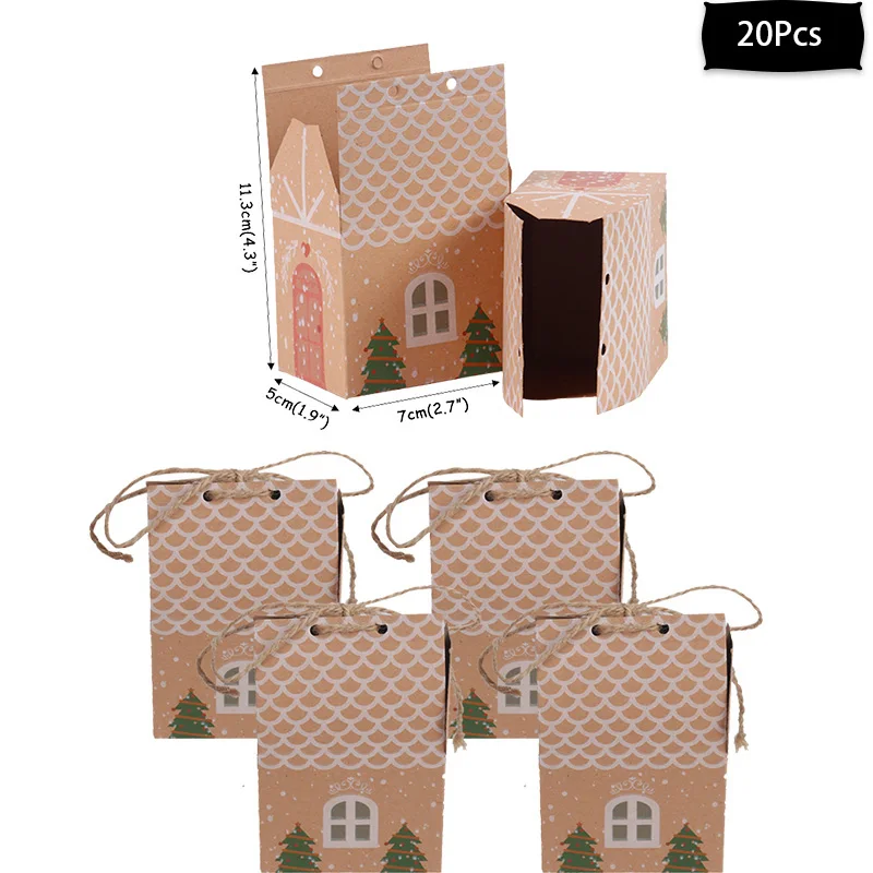20pcs house WEIGAO милый олень дерево Подарочная коробка конфеты сумки Счастливого Рождества пакет для печенья на год рождественские вечерние подарочные пакеты пластиковые пакеты - Цвет: 20pcs house