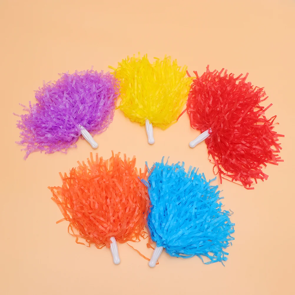 

12pcs Cheerleaders Supplies Cheering Poms Cheering Garland Shiny Cheering Balls With Handle(Blue + Yellow + Purple + Orange + Re