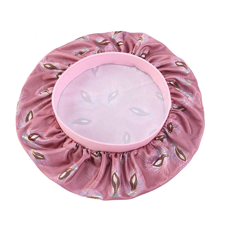 

2020 Women Floral Print Satin Silk Bonnet Sleep Night Cap Head Cover Bonnet Hat for Shower Cap Wide Elastic Band Sleep Caps