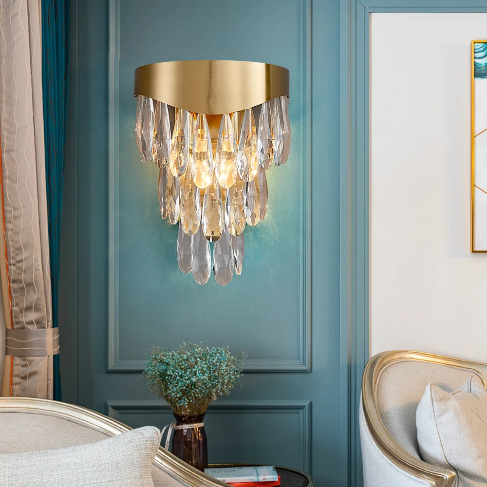 Luxury Gold Crystal Wall Sconce Lamps Modern Living Room Bedroom LED Lights Creative Home Decoration Lighting | Лампы и освещение