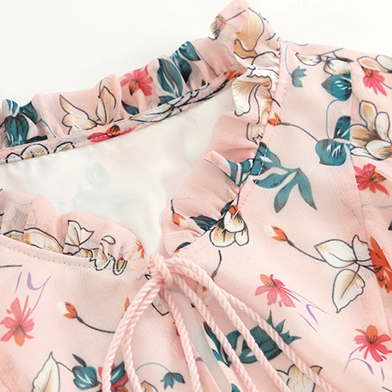

2020 Summer Ladies Print Chiffon Splice Dress Female Fashion High Quatily Vestidos Women Casual Slim Short Sleeve Dresses LT277
