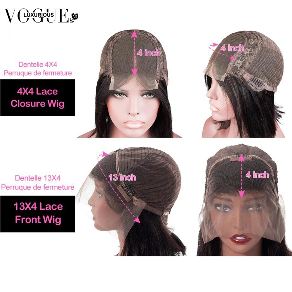 

Straight Lace Front Wig Pre Plucked 4x4 Lace Closure Wig Brazilian Remy Glueless 13x4 lace Front Human Hair Wigs For Black Women