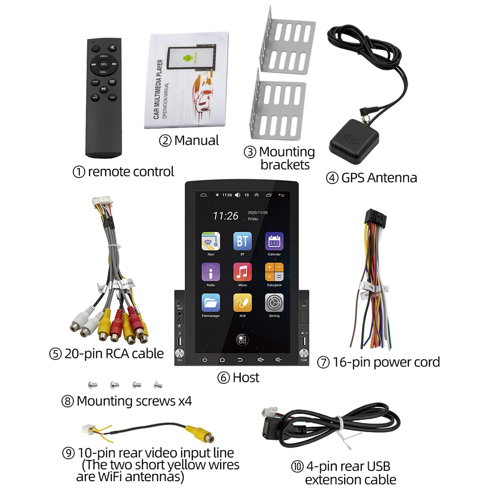 

Double 2 DIN Android 10.0 Car Radio 10.1inch Vertical Display Multimedia Video Player Bluetooth WiFi GPS Navigation Auto Stereo