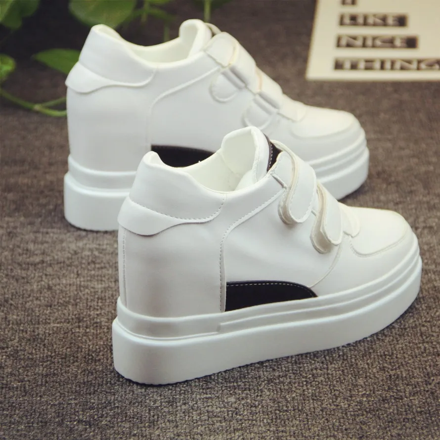 Женские туфли на толстой подошве белые танкетке 8 см в Корейском стиле