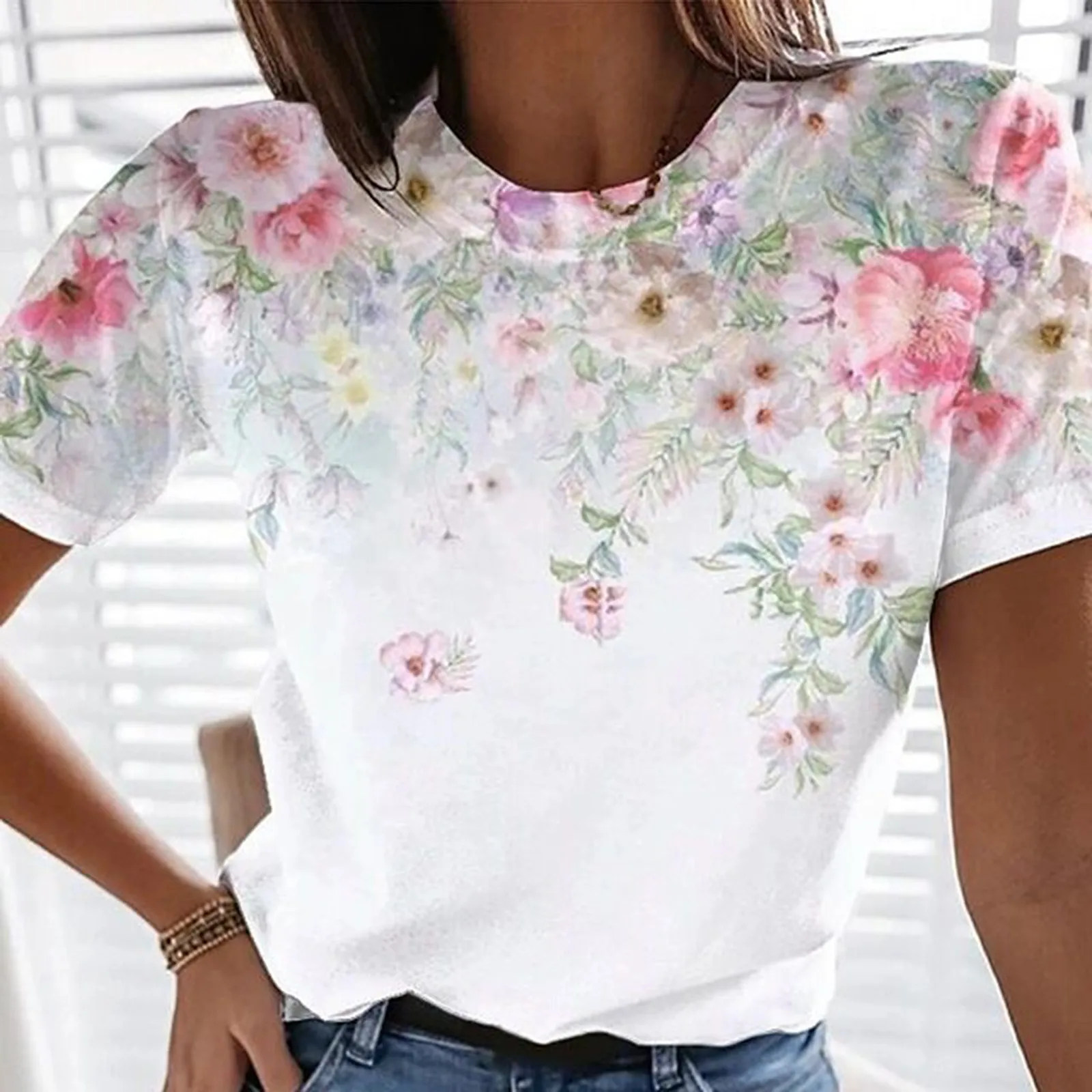 

T Shirt Pattern Personality Women's Summer Employee Work Short Sleeve O Neck Tie-dye Printed Tops Personal Style Майка Женская