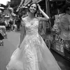 Женское свадебное платье с открытыми плечами, кружевное ТРАПЕЦИЕВИДНОЕ ПЛАТЬЕ невесты в стиле бохо, Пляжное платье с аппликацией, лето 2021