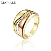 maikale new fashion rose goldgold wide rings for women high quality wedding band ring set girls jewelry accessories gift