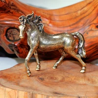 pure copper 12 zodiac solid horse feng shui ornaments vintage bronze running horses statue miniatures figurines desk decorations
