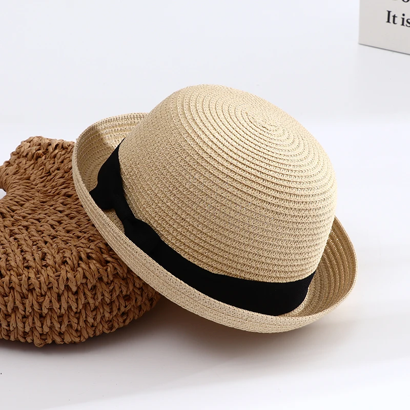 2022 New Summer Bowknot Straw Hat Bonnet Chapeau Femme UV Protect Beach Sun Bucket Hats for Women Men Fedoras Sombreros De Mujer