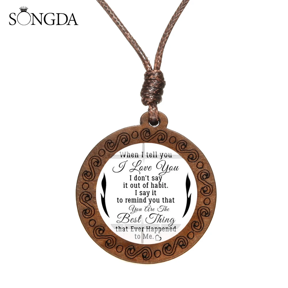 Модное ожерелье с подвеской Я тебя люблю креативный стеклянный кабошон