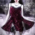 Женское бархатное мини-платье InsDoit Mall, винтажное платье-трапеция с кружевной отделкой, в стиле Харадзюку, на лето, Y2K