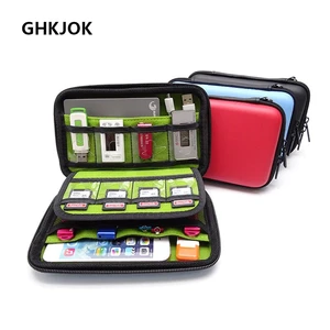 Жесткий чехол GHKJOK из искусственной кожи, органайзеры электронных аксессуаров для U-диска, SD-карты, USB флеш-накопителей, жесткого диска Power Bank