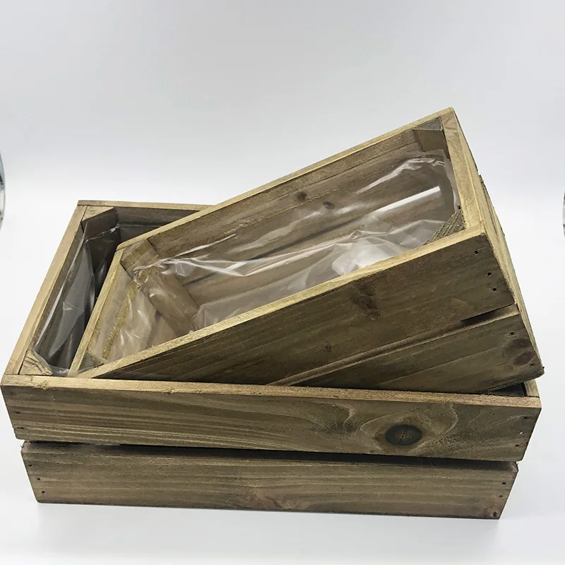 Набор из 2 дерева Коробки ящик для комнатных растений горшок суккулента лотки дом