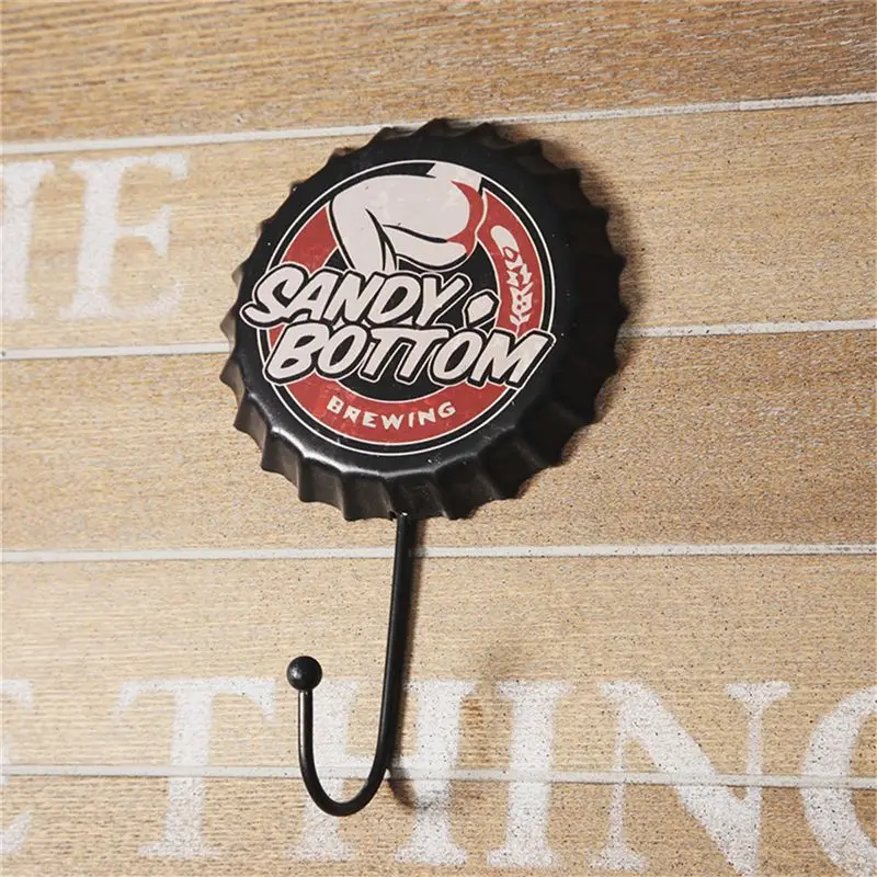 New Retro Creative Beer Cover Hook &quotSANDY BOTTOM&quot Character Personality Dressing Room Clothes Home Wall Crafts Iron De | Дом и сад