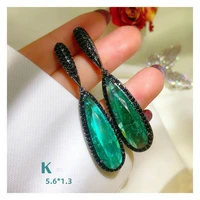 vintage drop earrings for women s925 silver natural emerald gemstone black gold color wedding engagement bridal fine jewelry