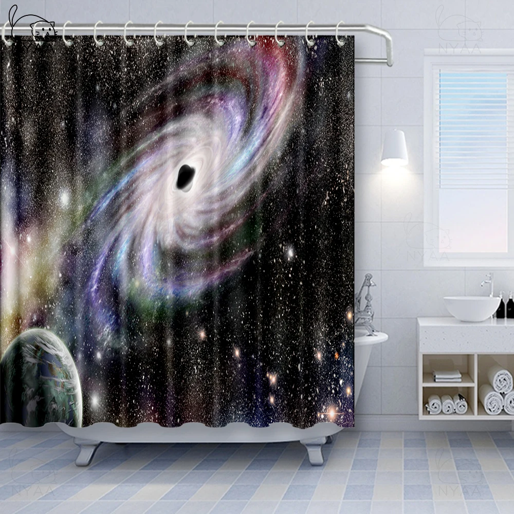 Современная занавеска для душа с изображением галактики ночного звездного неба