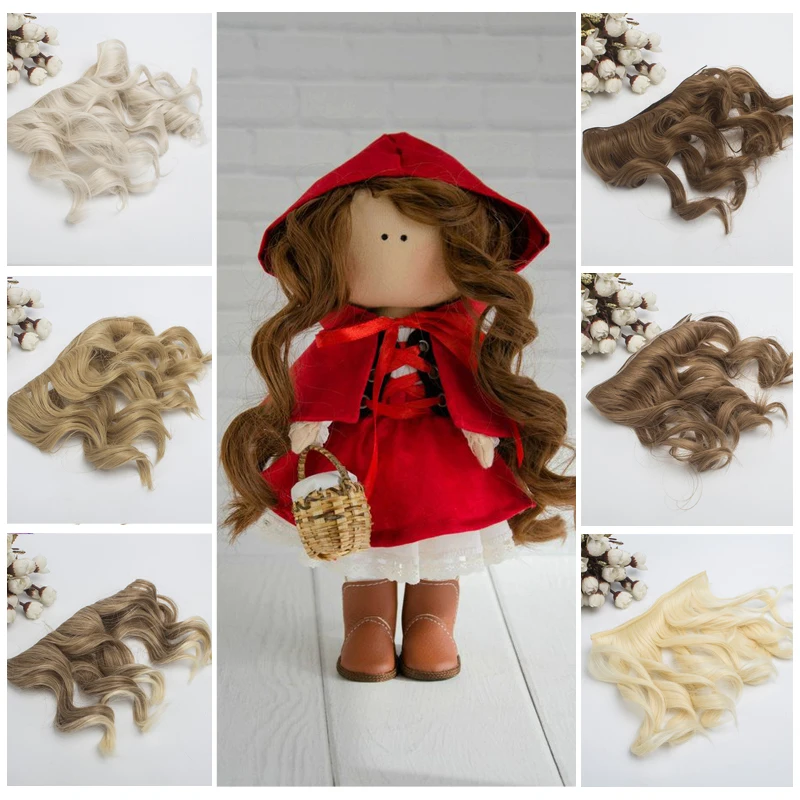 

New Arrival 5pcs/lot 25*100cm Wave Curly Hair Wefts Doll Making Hair Pieces Making Finished Wigs for 1/3 1/4 1/6 bjd dolls