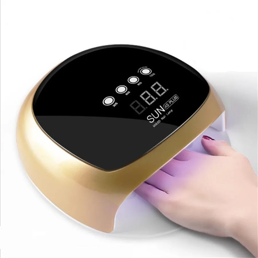 Gold-EU-Plug 52 Вт УФ-светодиодный светильник для маникюра, профессиональное оборудование, лампа для ногтей, интеллектуальное зондирование, дизайн синхронизации, большое пространство, Сушилка для ногтей - Цвет: Gold-EU-Plug