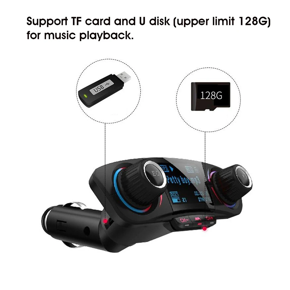 Upgrade Wireless bluetooth Handsfree Calling Dual USB 2.1A Fast Charger Car Kit FM Transmitter MP3 Player Radio Adapter |